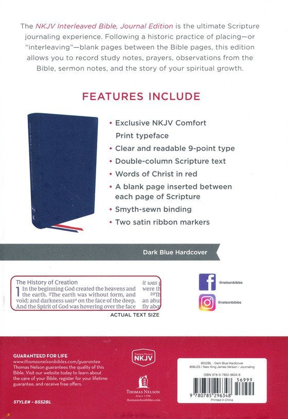 NKJV Interleaved Bible, Journal Edition, Comfort Print--hardcover, blue