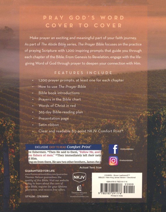 NKJV Prayer Bible, Comfort Print--Leathersoft, brown