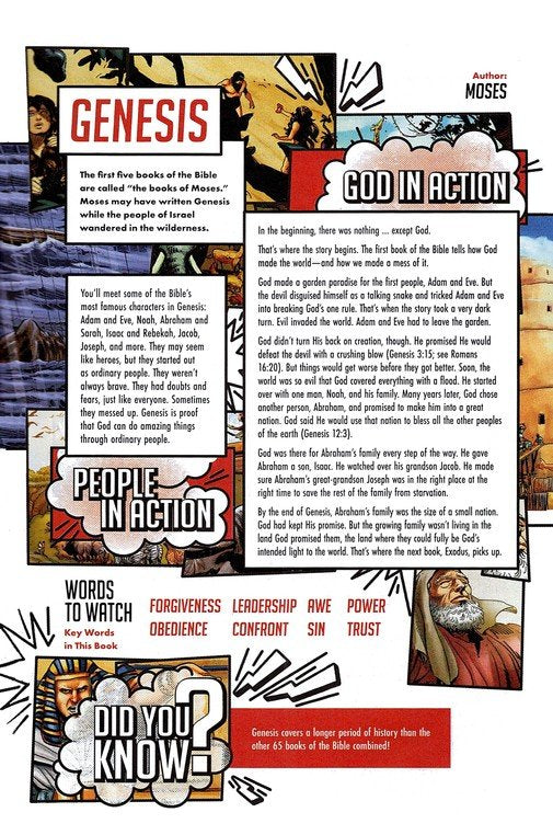The Action Bible Study Bible ESV, Leathersoft, Blue, Full Color, Leathersoft