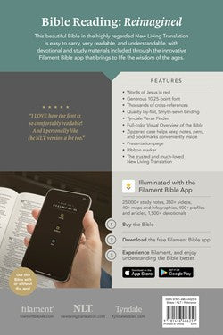 NLT Large Print Thinline Reference Zipper Bible, Filament-Enabled Edition LeatherLike, Meadow Navy & Pink , Red Letter