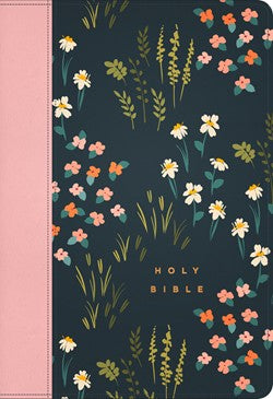 NLT Large Print Thinline Reference Zipper Bible, Filament-Enabled Edition LeatherLike, Meadow Navy & Pink , Red Letter