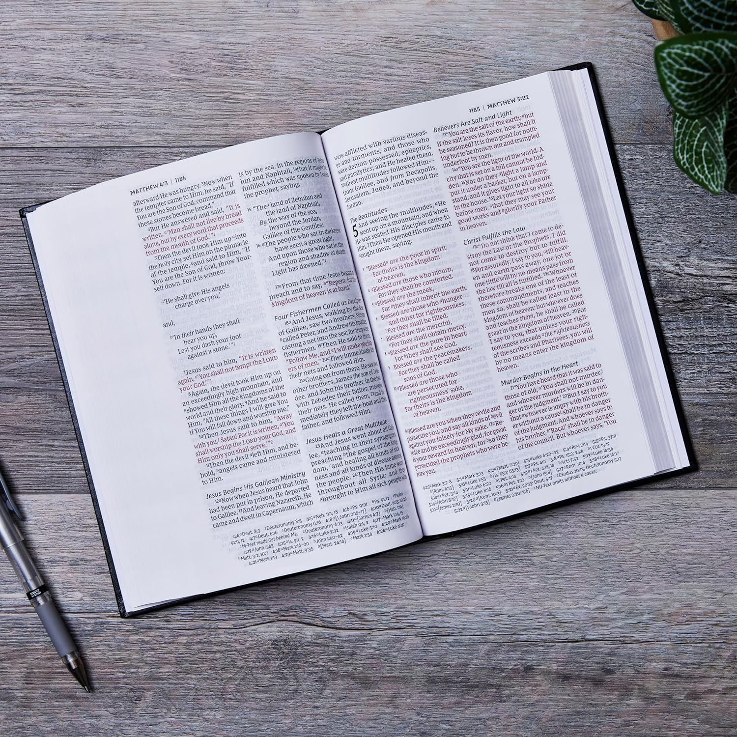 NKJV Personal Size Large Print Bible , Pink Leathersoft, Red Letter, Comfort Print