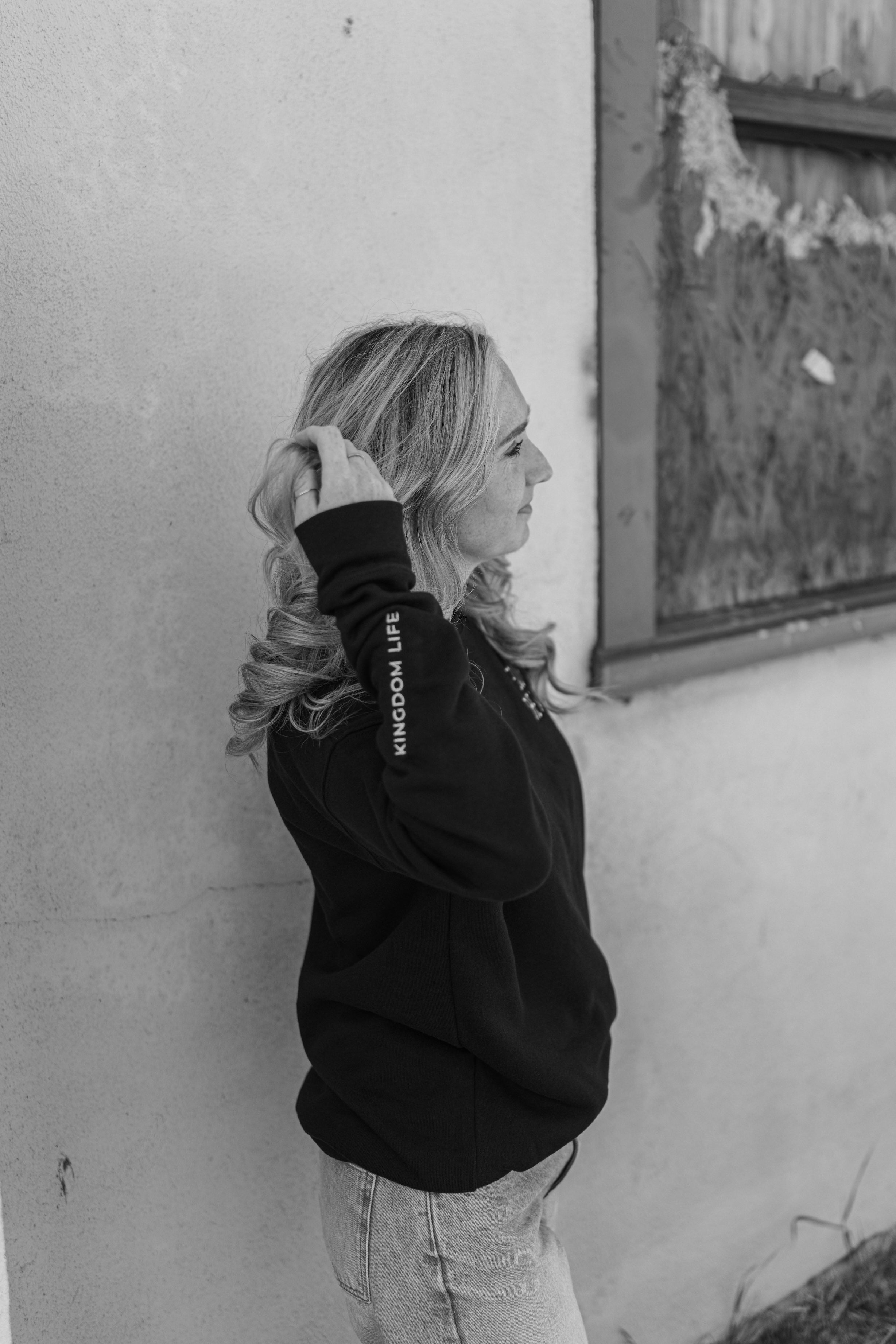 Equip the Saints Embroidered Black Crewneck