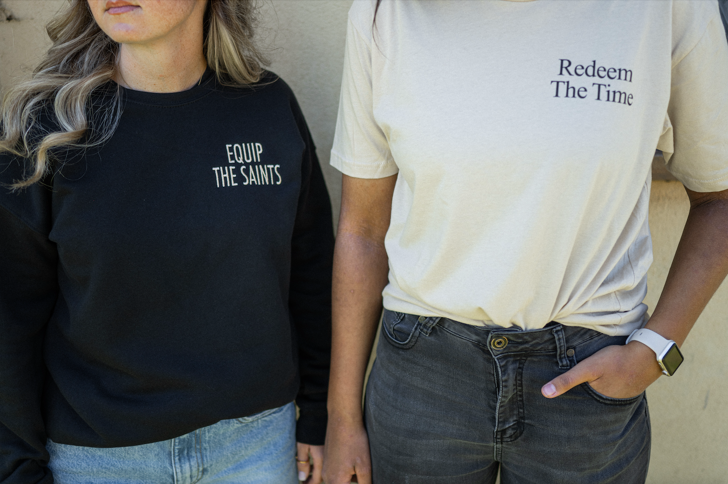 Equip the Saints Embroidered Black Crewneck