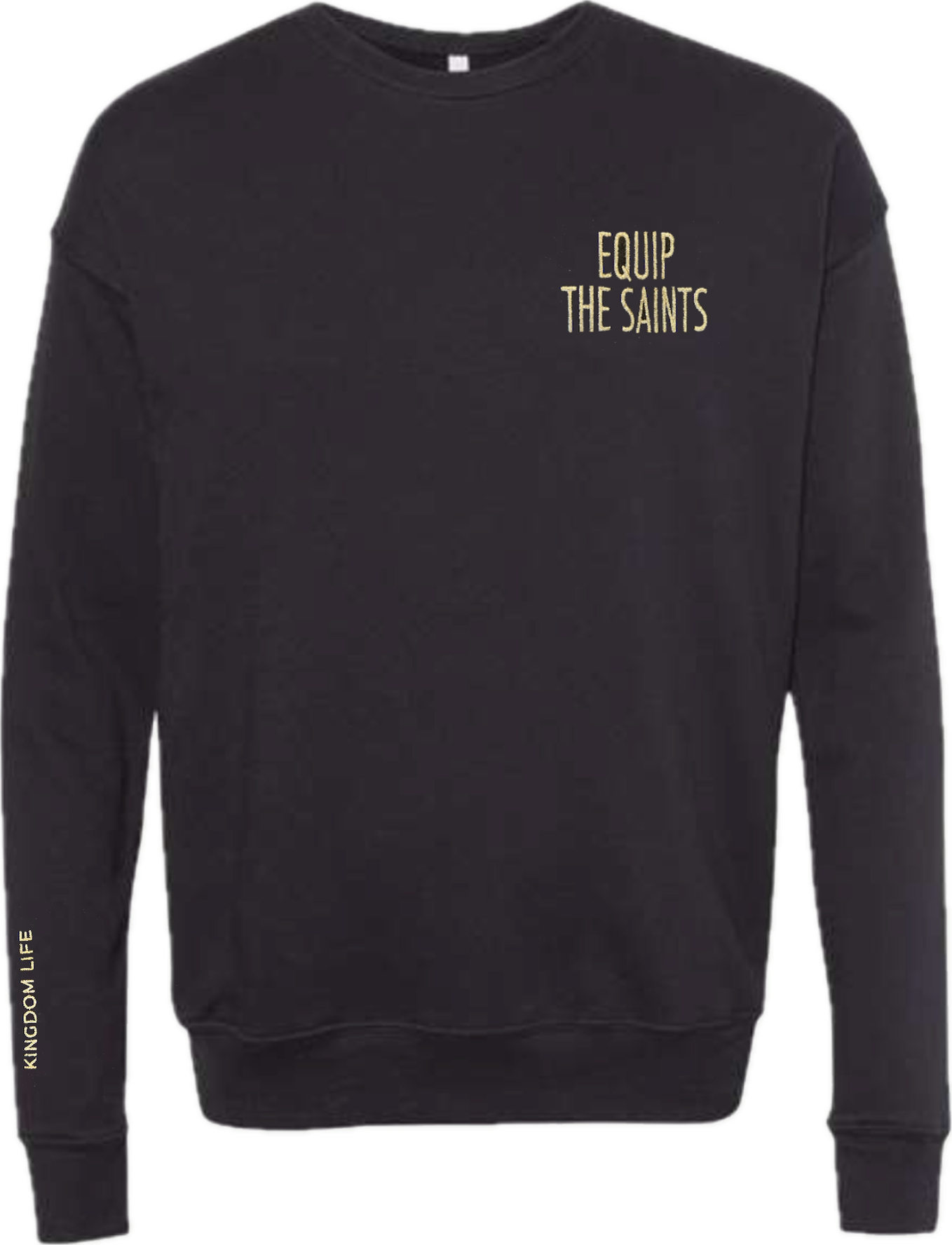 Equip the Saints Embroidered Black Crewneck