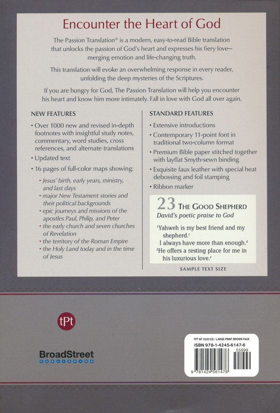 TPT Large-Print New Testament with Psalms, Proverbs and Song of Songs, 2020 Edition--imitation leather
