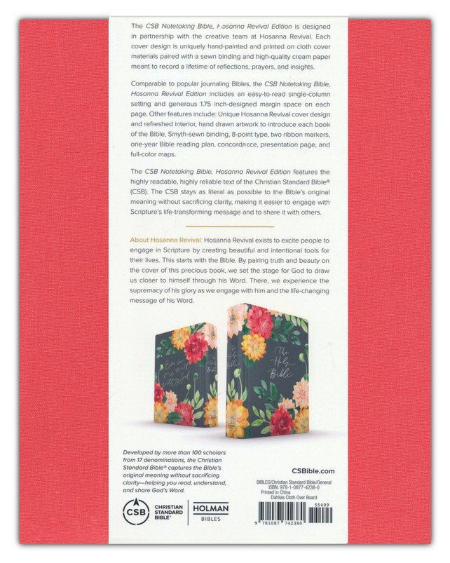 CSB Notetaking Bible, Hosanna Revival Edition--cloth over boards, dahlias