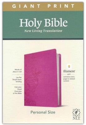 NLT Giant-Print Personal-Size Bible, Filament Enabled Edition--soft LeatherLike Peony/pink