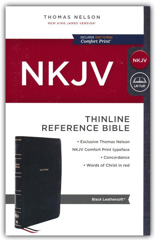 NKJV Thinline Reference Bible, Comfort Print--soft leather-like, black