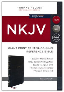 NKJV Giant-Print Center-Column Reference Bible, Comfort Print--soft leather-look, black