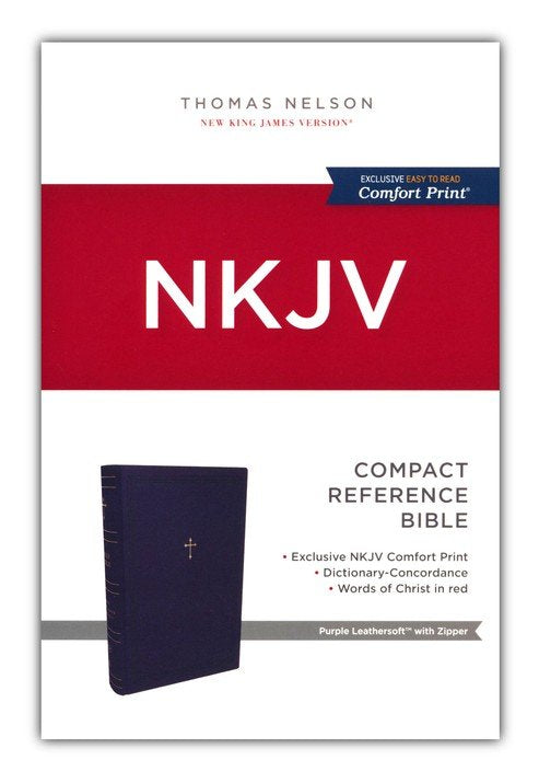 NKJV Compact Paragraph-Style Reference Bible, Comfort Print--soft leather-look, with zipper