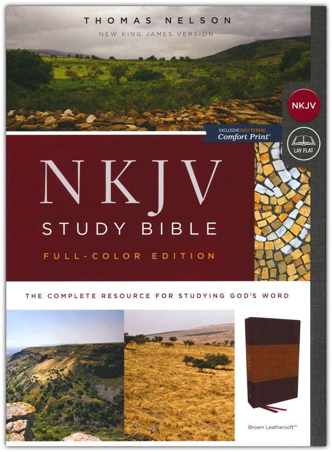 NKJV Study Bible, Full-Color, Comfort Print--soft leather-look, brown