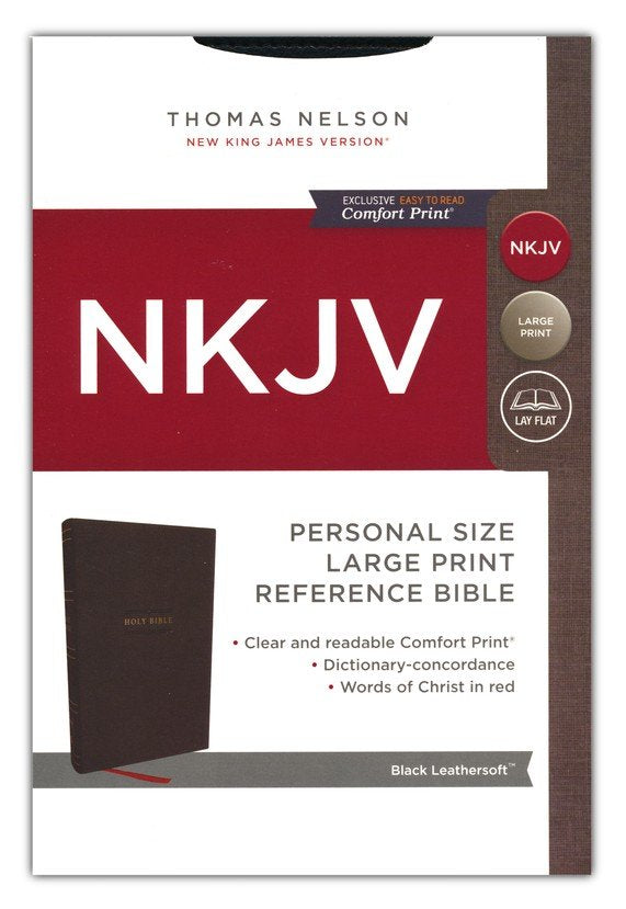 NKJV Holy Bible Personal Size Large Print Reference Bible, Comfort Print--leathersoft, black