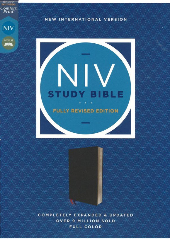 NIV Study Bible, Fully Revised Edition--bonded leather, black (red letter)