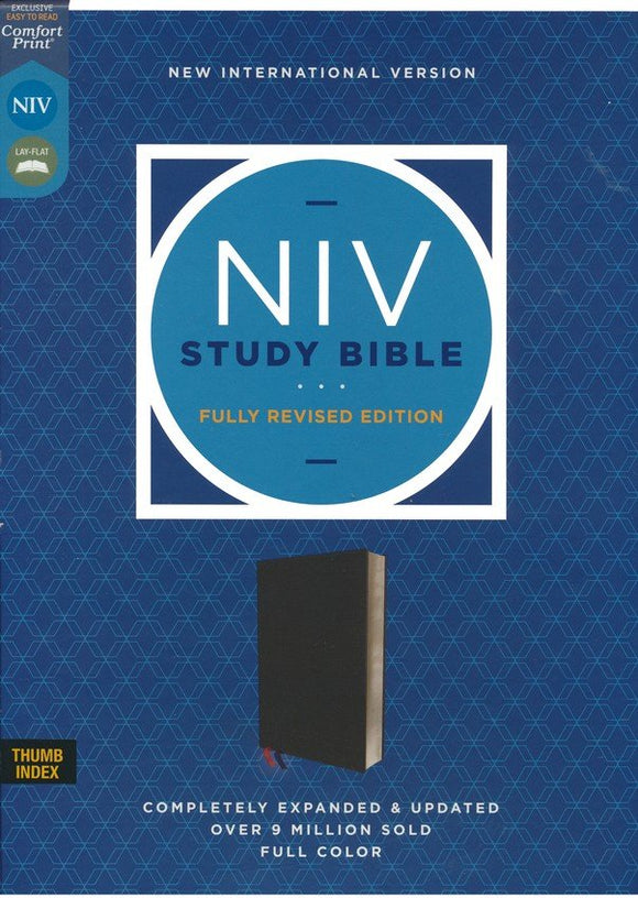 NIV Study Bible Fully Revised Edition, Bonded Leather, Black, Indexed