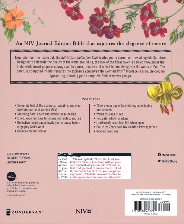 NIV Artisan Collection Bible, Comfort Print--soft leather-look, blush floral