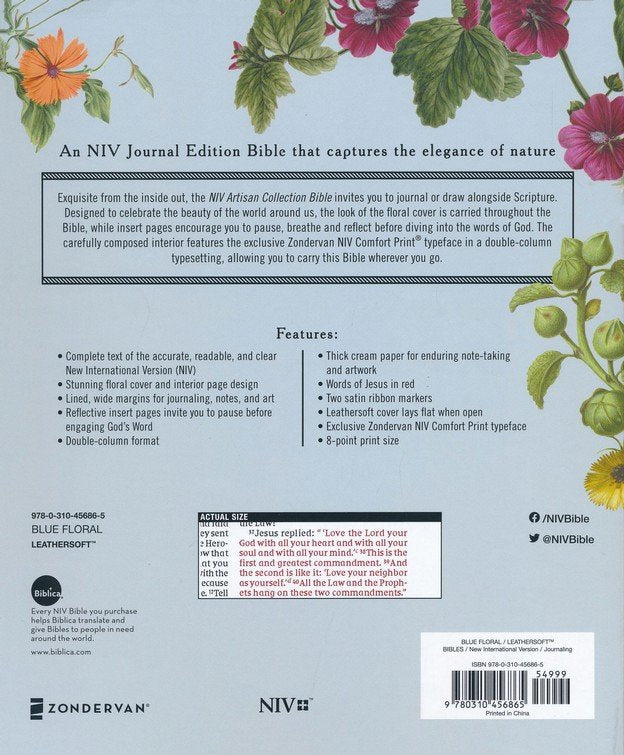 NIV Artisan Collection Bible, Comfort Print--soft leather-look, blue floral