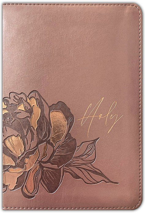 NLT Compact Giant Print Bible, Filament Enabled Edition (Red Letter, LeatherLike, Rose Metallic Peony)