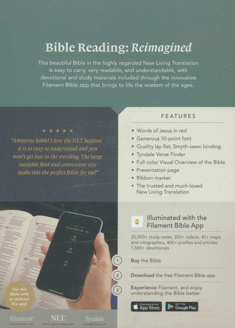 NLT Compact Giant Print Bible, Filament Enabled Edition (Red Letter, LeatherLike, Rose Metallic Peony)
