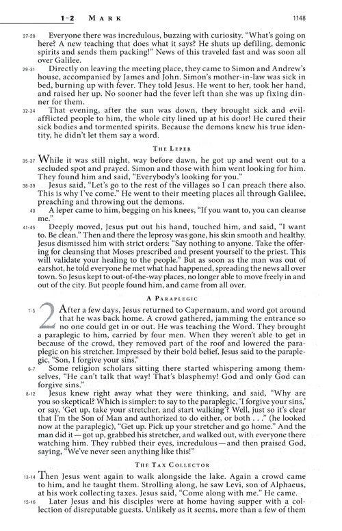 Message Slimline Bible--soft leather-look, brown By: Eugene H. Peterson