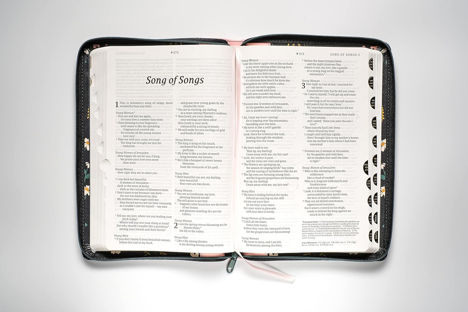 NLT Large Print Thinline Reference Indexed Zipper Bible, Filament-Enabled Edition LeatherLike, Meadow Navy & Pink , Red Letter