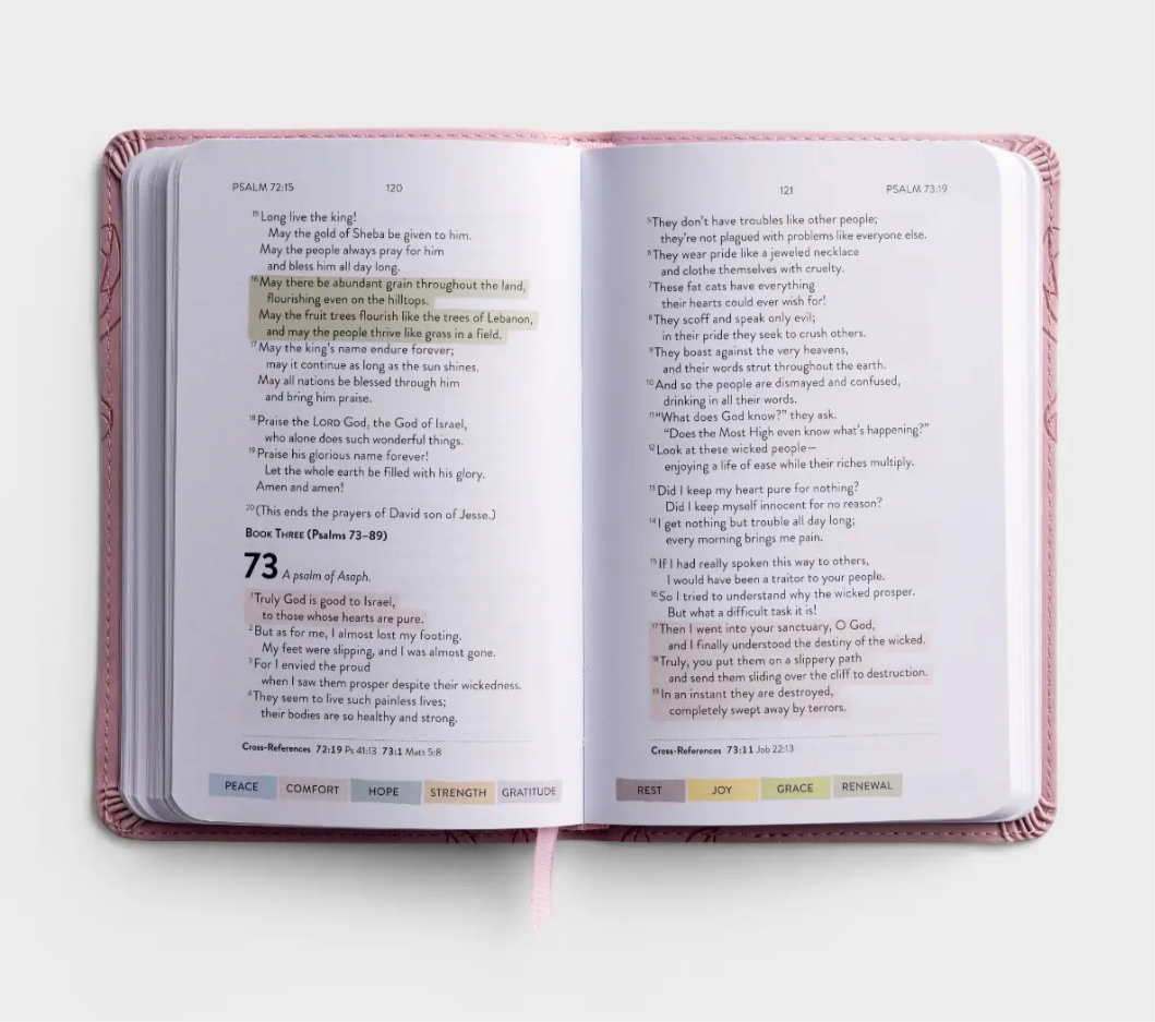 Sanctuary in the Psalms - NLT Scripture Book- Pink