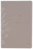 NLT Spiritual Growth Bible--soft leather-look, taupe floral with embroidery