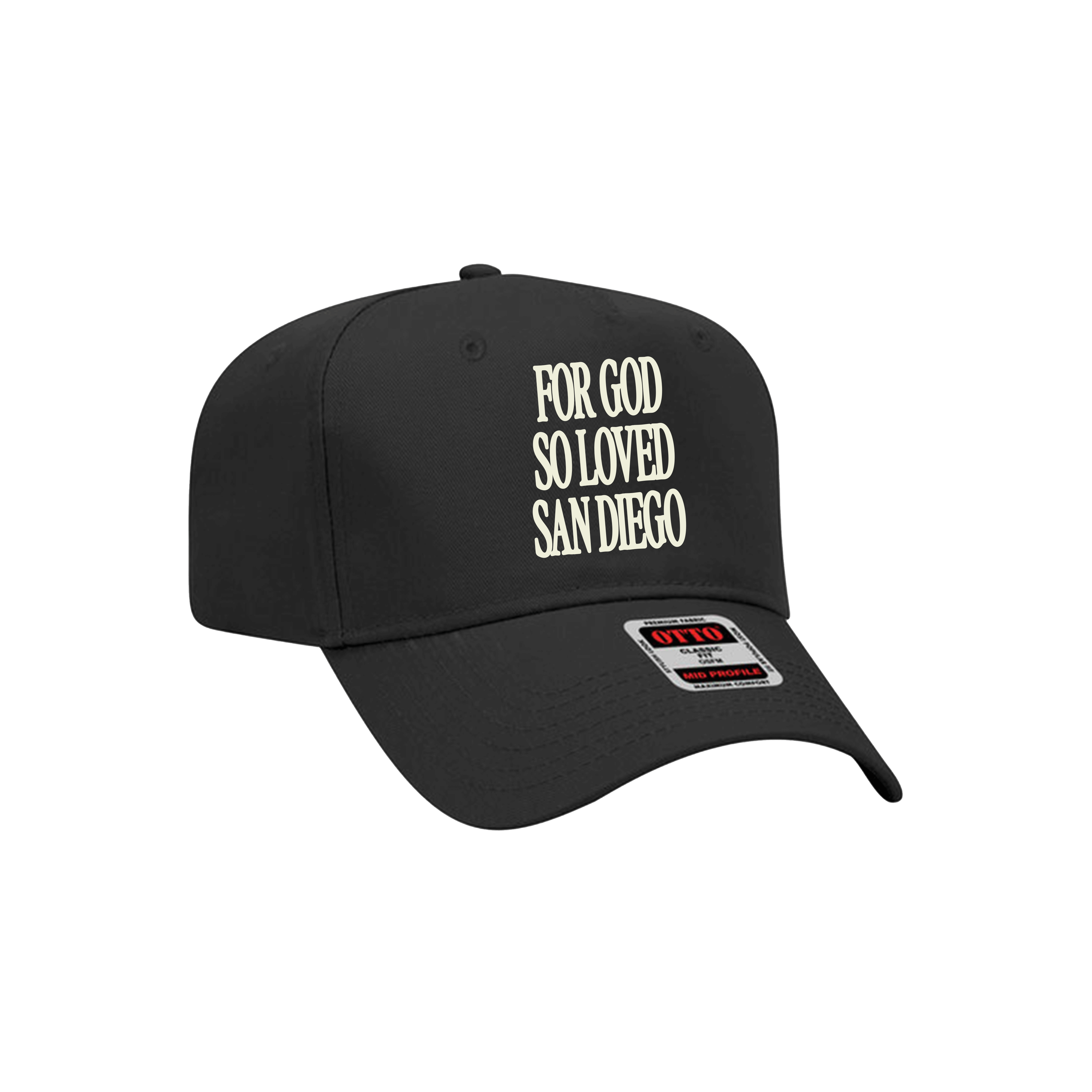 For God So Loved San Diego 5-Panel Hat – Black