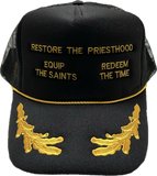 "Restore The Priesthood" Nautical Brim Black Foam Trucker