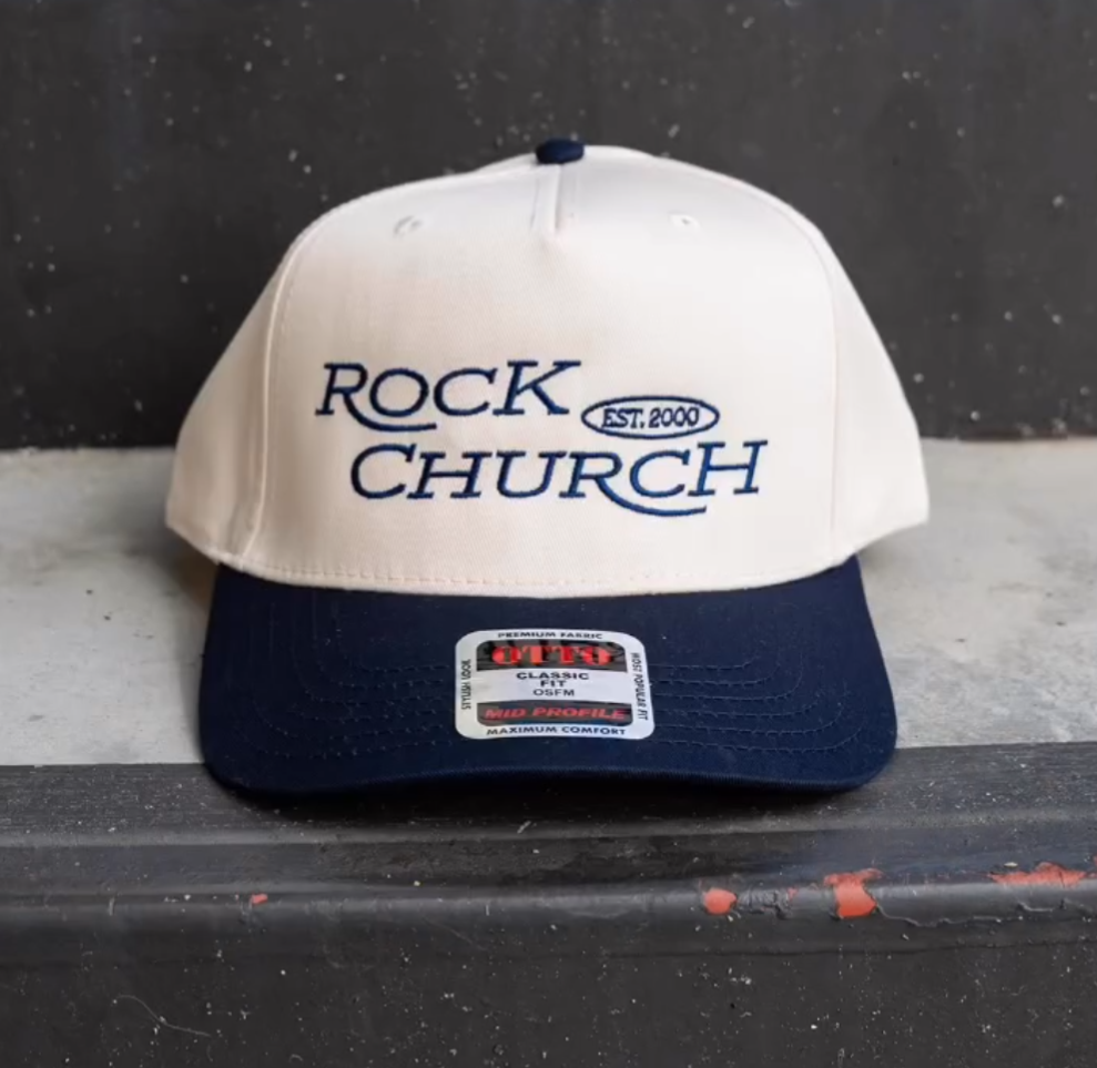 Rock Church Est. 2000 Khaki/Navy Baseball Hat