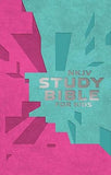 NKJV Study Bible for Kids--soft leather-look, pink/teal