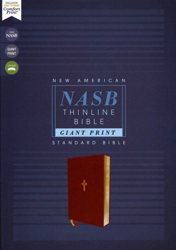 NASB Giant-Print Thinline Bible, Red Letter Edition--soft leather-look, brown