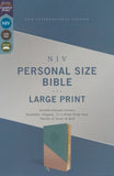 NIV Personal-Size Large-Print Bible--soft leather-look, teal/gold