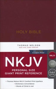 NKJV Comfort Print Reference Bible, Personal Size Giant Print, Hardcover, Burgundy