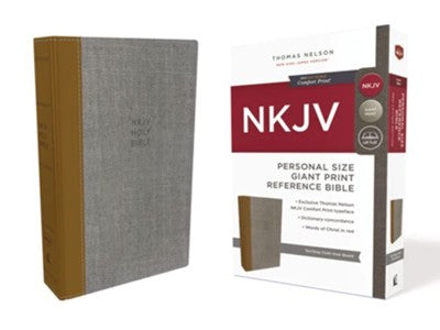NKJV Comfort Print Reference Bible, Personal Size Giant Print, Cloth over Board, Tan and Gray