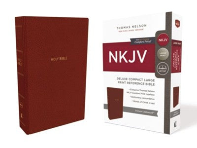 NKJV Comfort Print Deluxe Reference Bible, Compact Large Print, Imitation Leather, Red
