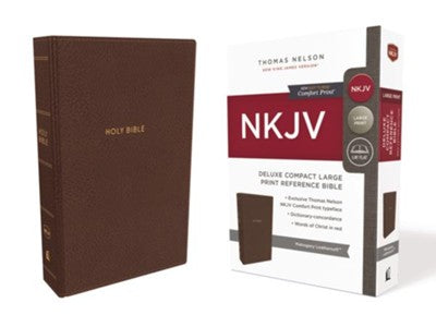 NKJV Comfort Print Deluxe Reference Bible, Compact Large Print, Imitation Leather, Brown