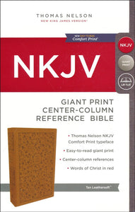 NKJV Comfort Print Reference Bible, Center Column, Giant Print, Imitation Leather, Tan