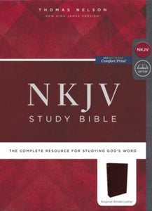 NKJV Comfort Print Study Bible, Thumb Index, Burgundy Bonded Leather