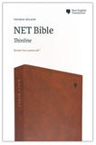 NET Comfort Print Thinline Bible--soft leather-look, brown