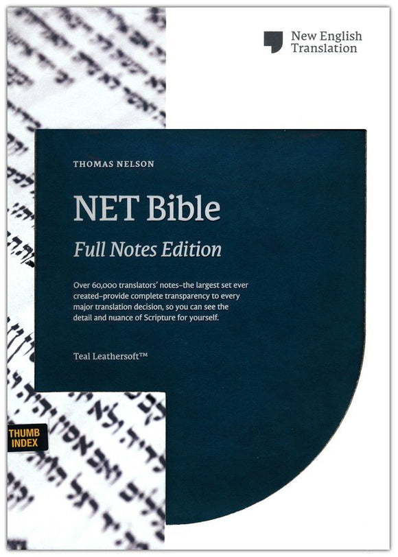 NET Comfort Print Bible, Full-Notes Edition--soft leather-look, teal (indexed)