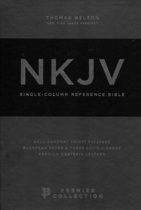 NKJV Comfort Print Single-Column Reference Bible--premium goatskin, brown (Premier Collection)