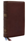 NKJV Comfort Print Single-Column Reference Bible--premium goatskin, brown (Premier Collection)