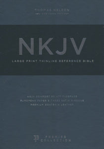 NKJV Large-Print Thinline Reference Bible--premium goatskin, brown (Premier Collection)