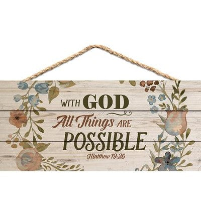 With God All Things are Possible hanging wood