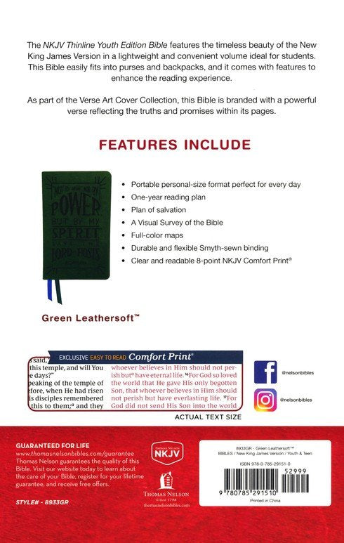 NKJV, Thinline Youth Edition Bible, Verse Art Cover Collection, Leathersoft, Red Letter, Comfort Print