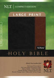 NLT Large Print Compact Bible--Soft leather-look, black/tan
