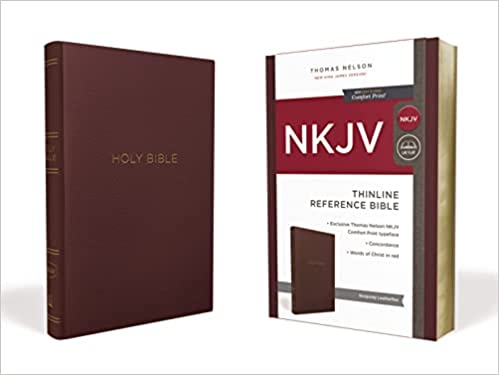 NKJV, Thinline Reference Bible, Leatherflex, Burgundy, Red Letter, Comfort Print