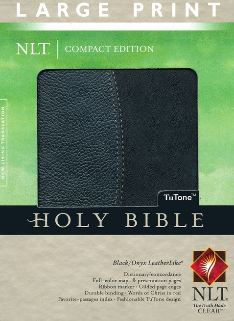 NLT Large Print Compact Edition Bible, TuTone Leatherlike Black & Onyx