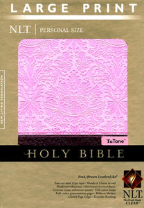 NLT Personal Size Large Print, TuTone Pink and Brown Imitation Leather